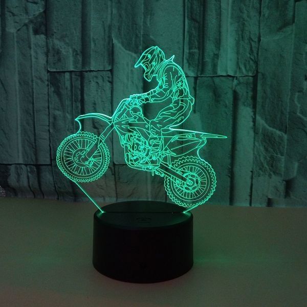

dbf]night lights for kids motocross lamp 3d night light bedside lamp 7 colors changing with remote control birthday gifts