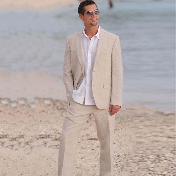 

men suits beige linen blazer custom made tailored groom bespoke wedding suits for man tuxedos beach prom casual jacket+pants, White;black