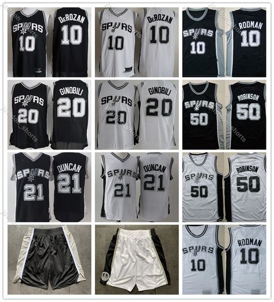 

2020 men san antonios spurs 10 demar derozan 20 manu ginobili 10 dennis rodman 21 tim duncan robinson basketball jersey, Black;red