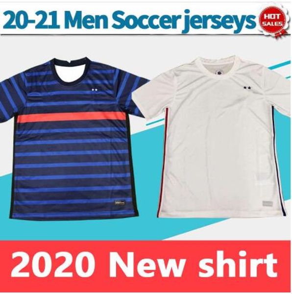 

20 21 #10 mbappe home blue soccer jerseys 2020 two stars nation team griezmann pogba men's soccer shirts away white football uniforms, Black;yellow