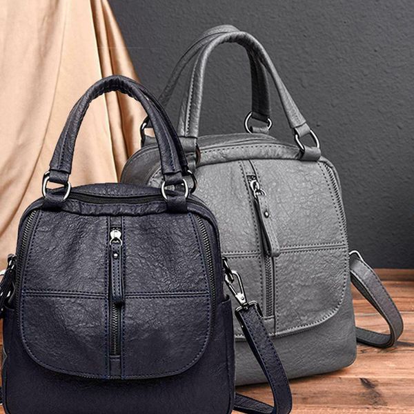 

fashion pu leather women's fashion multipurpose backpack shoulder bag zipper for mobile phone keys travel backpack bags j55