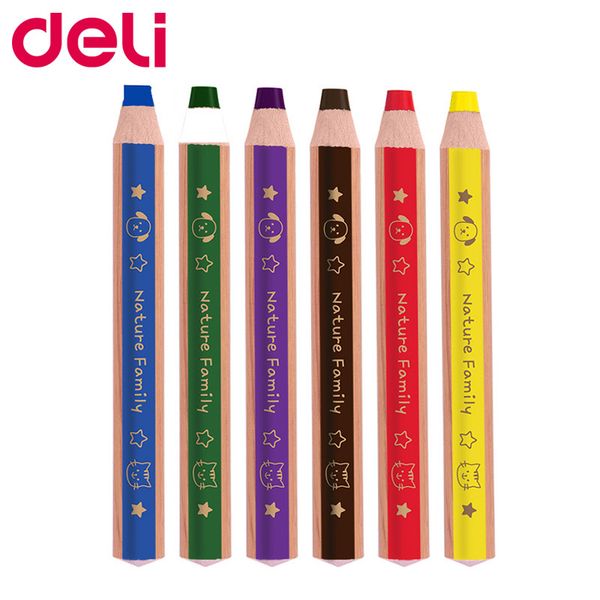 

deli 6/12pcs color pencil thick rod student drawing pencil set stationery children crayon pencils school office art supplies y200428