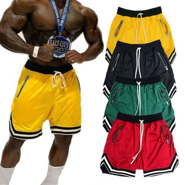 

summer mens gym fitness shorts bodybuilding jogging workout short pants sport running breathable quick drying sweatpants, Black;blue