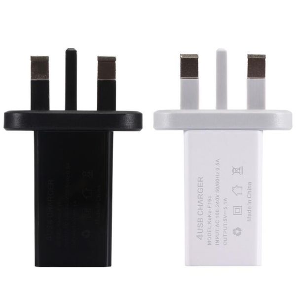 

50pcs 4usb travel phone charger standard 5.1a smart universal charging head fast charging source adapter for iphone samsung us eu uk