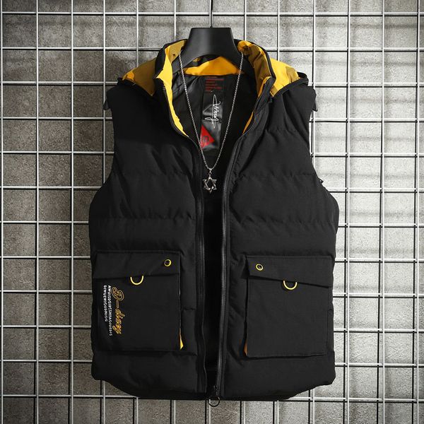 

men winter vest cotton down vests, Black;white