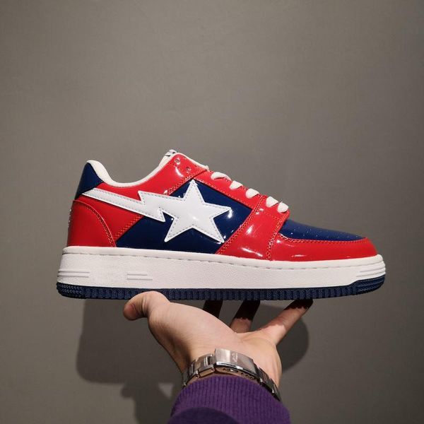 

with box)footsoldier bapesta shoes mans woman casual shoes 006, Black