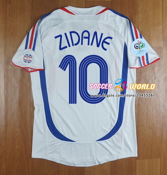 

retro france soccer jersey 2006 final france away white 10# zidane 12# henry djorkaeff deschamps football uniform size s-xxl, Black;yellow