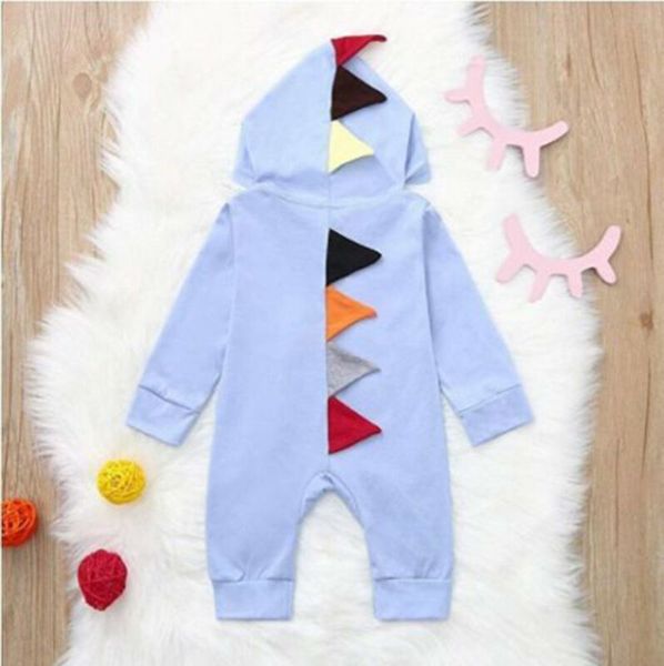 

toddler newborn baby boy girl 3d dinosaur costume solid pink gray rompers warm spring autumn cotton romper playsuit clothes, Blue
