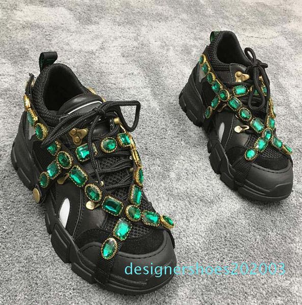

flashtrek designer sneaker with removable crystals mens luxury designer shoes casual fashion luxury designer womens sneakers  03d, Black