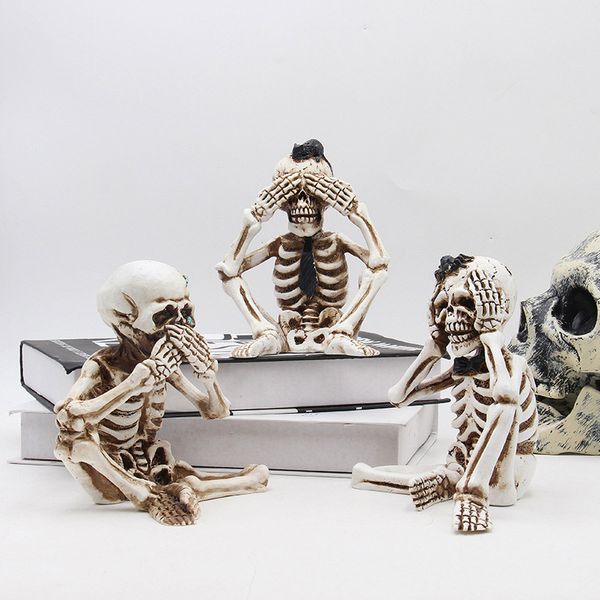 

skeleton halloween prop resin lifelike human bones skull figurine for halloween party decoration home garden horror prop