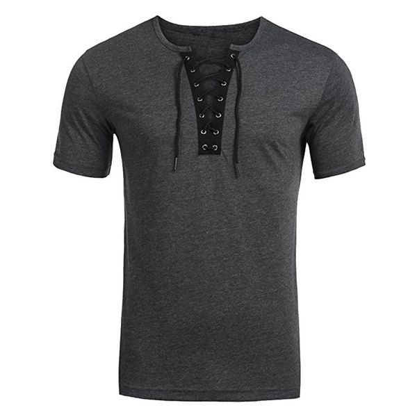 

calofe brand new criss cross t-shirt men boy summer short sleeve lace up tee& male casual holiday v-neck clothing, White;black