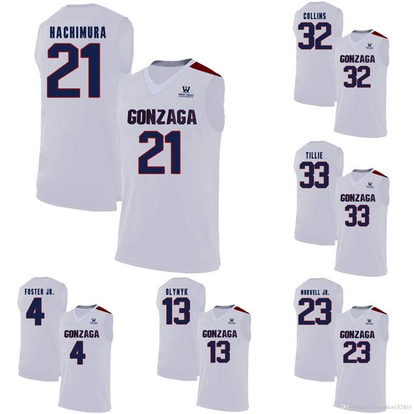 

rui hachimura stitched men's gonzaga bulldogs zach collins killian tillie kelly olynyk greg foster jr. white black navy blue college je