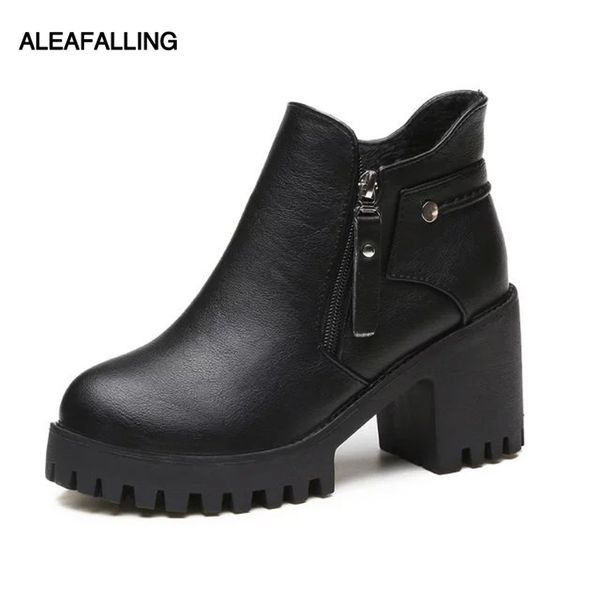 

aleafalling classcial outdoor women shoes zip open relax girl's winter snow warm boots street trend high heel ankle boots wbt325, Black