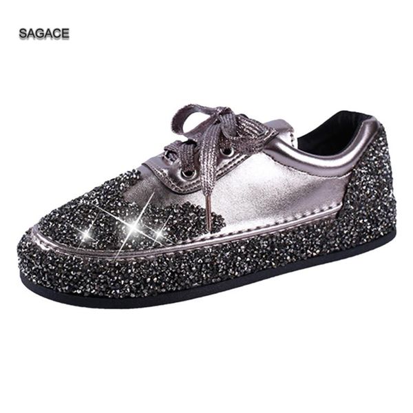 

sagace new trend sneakers women bling rhinestone walk casual shoes women non-slip wearable running shoes outdoor flat a36