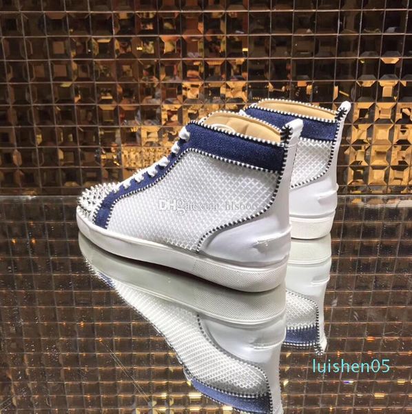 

spikes high red bottom pik pik studded sneakers shoes women men designer flat casual red sole autumn winter casual al05, Black