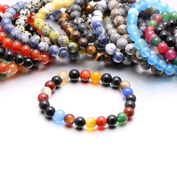 

natural stone beads bracelets charm yoga beaded agates bracelet for women men gifts stretch bangles jewelry, Black
