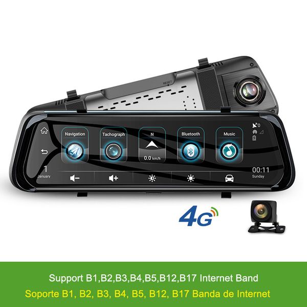 

10 inch car dvr mirror stream media dvr camera ips touch screen fhd dash cam registrar video recorder dvrs dashcam