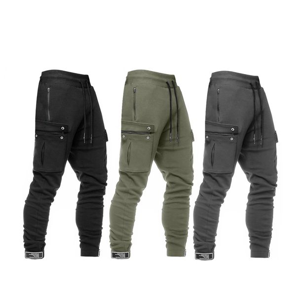 

2020 men sporting casual pants sweatpants fitness running jogging skinny pants trousers athletic workout gyms legging tracksuit, Black;blue