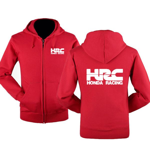 

hrc race motorcycle car sweatshirt hoodies men spring autumn fleece cotton zipper jacket hiphop harajuku male clothing, Black