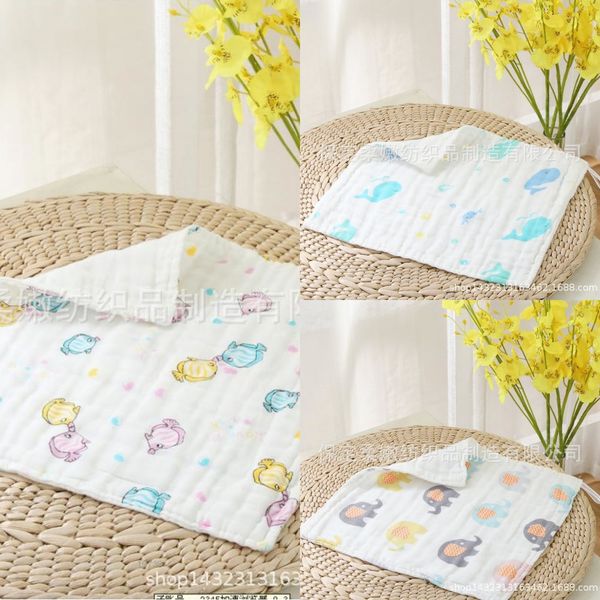 

thickened six-layer crease pure square saliva towel cotton high-density gauzeprinting cartoon children's saliva towel square