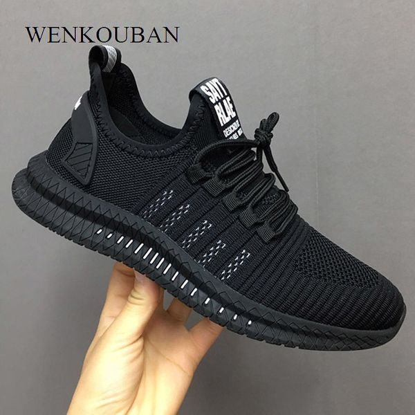 

fashion men sneakers mesh winter casual shoes lac-up men flats lightweight vulcanize shoes walking sneakers zapatillas hombre, Black