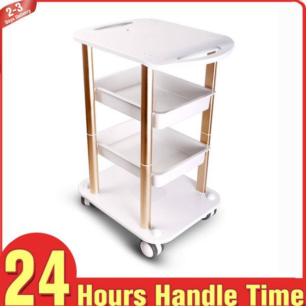 

salon trolley cart mobile assembled abs aluminum 2 shelf for beauty salon hair tools cavitation gel vacuum bipolar rf machine