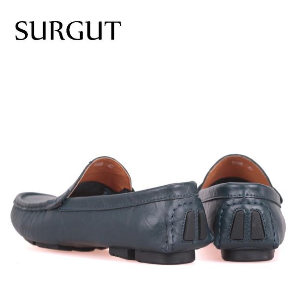 

with box surgut leather & fur vintage genuine leather soft loafers for men slip on moccasins boat flats shoes big size, Black