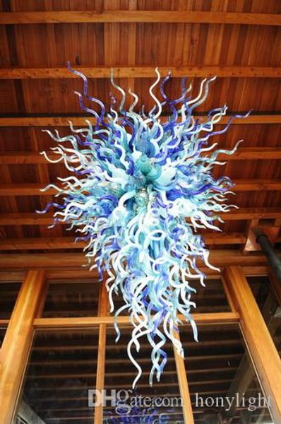 

blue and white large luxury modern crystal chandelier led bulbs style hand blown glass hanging chain chandelier