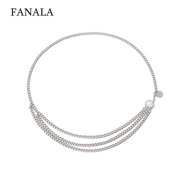 

women fashion multilayer pendant alloy waist chain, Slivery;golden