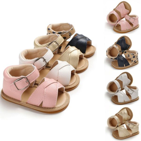 

toddler infant baby kid girls sandals prewalker non-slip pu leather shoes summer, Black;red
