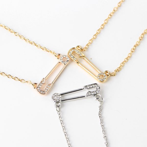 

new letter uo necklace ladies trend hollow diamond pin pendant necklace clavicle chain accessories, Silver