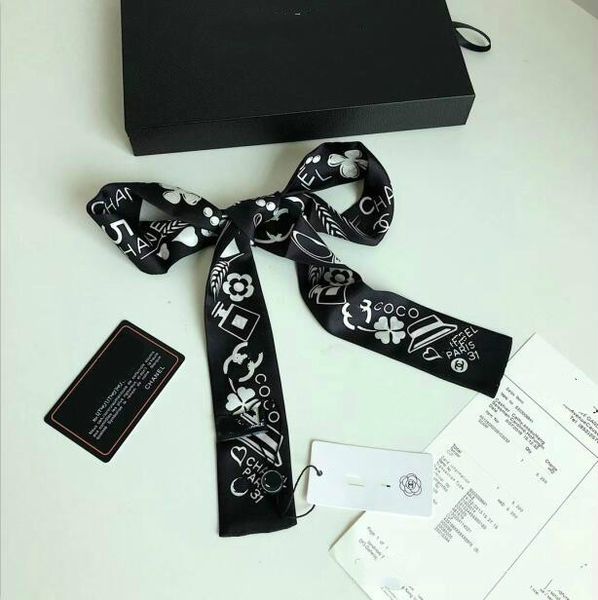 

2020 selling women ribbon designer silk scarf fashion mix design girls neckerchief hair band bag handle wraps small neck scarves, Blue;gray