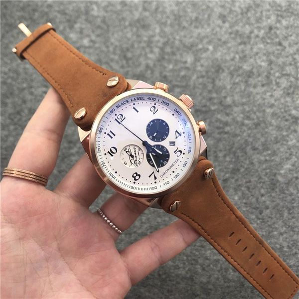 mens gold watch with black leather strap