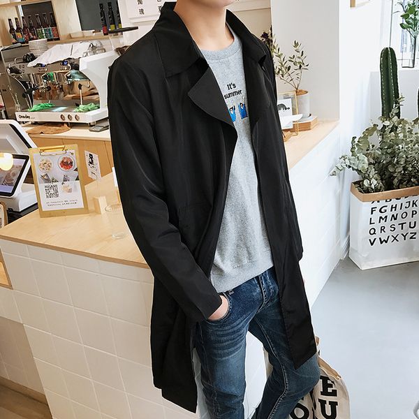 

первоначально мужские пальто 2017 новый стиль весной и осенью пальто для мужчин в японском стиле средней длины тенденция моды casual, Tan;black