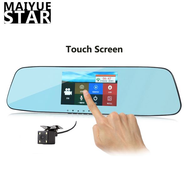 

maiyue star full hd1080p 4.3 inch touch screen car dvr rearview mirror camera dual lens night vision g sensor car video recorder