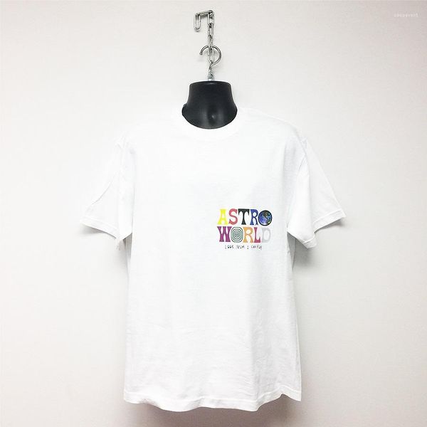 

clothing crew neck short sleeve tees travis scott astroworld mens summer designer tshirts letter print earth logo homme, White;black
