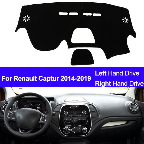 

2 layers car inner dashboard cover dashmat pad carpet dash sun shade for captur 2014 2015 2016 2017 2018 2019 lhd rhd