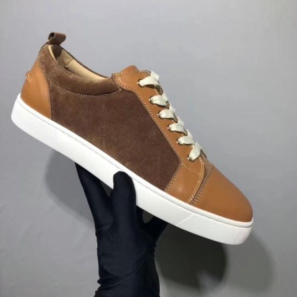 

designer sneakers red bottom spikes flat velours suede sneakers iron grey men trainers 100% real leather party shoes m010048, Black