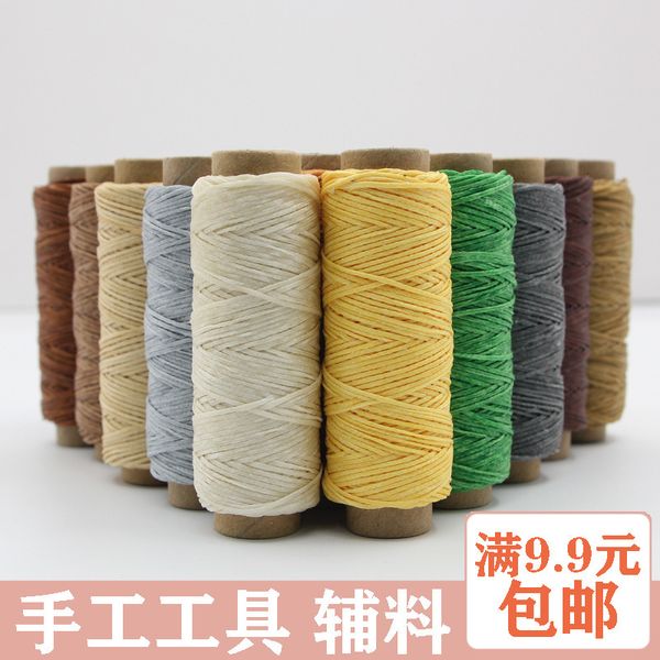 

24 color 150d leatherwear hand slit wax line diy wax rope polyester fiber rope 0.8mm manual cowhide have weave, Black