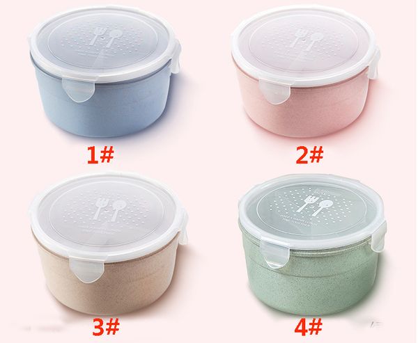 

round 3 grid lunch boxes with lid microwave food fruit storage box+spoon take out container dinnerware sets hh7-1467