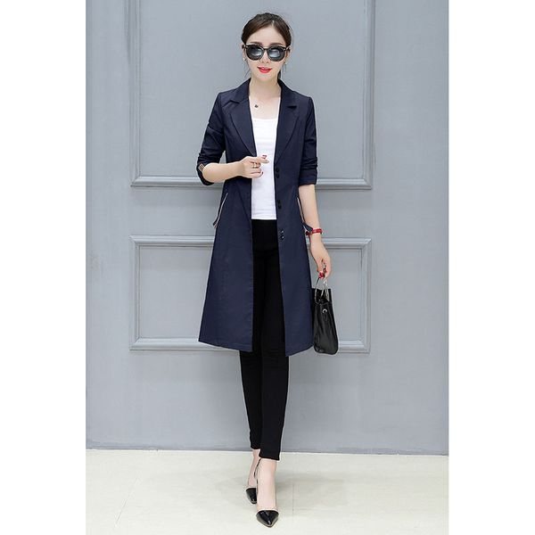 

korean version of the early spring in the long coat female 2019 new temperament women's khaki thin windbreaker a441, Tan;black