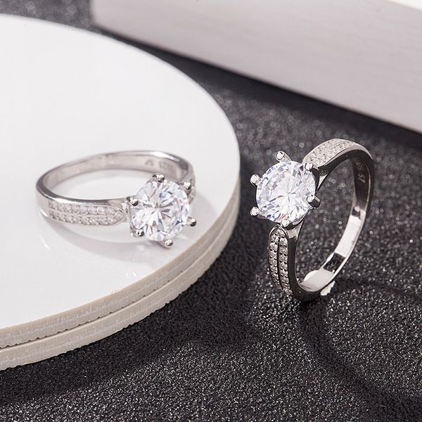 

s925 стерлингового серебра бриллиантовое кольцо экспорт ювелирных изделий европейский и американский искусственный бриллиант 1-2 обручальное, Golden;silver