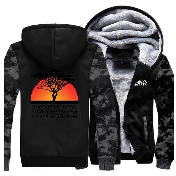 

hakuna matata hollywood simba raglan hooded sweatshirts the lion king hoodies men winter coat fleece warm cartoon streetwear, Black