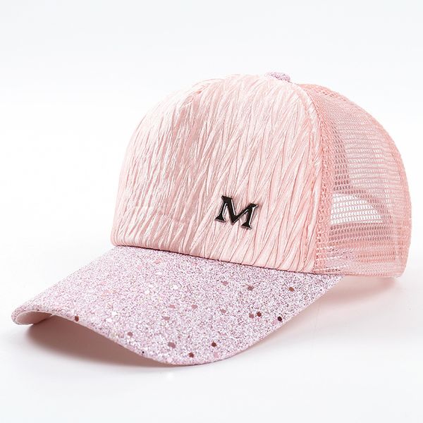 

m letter cap summer mesh baseball caps girl wrinkle snapbacks fashion hip hop cap hat couples flat cap hats gga2015, Yellow