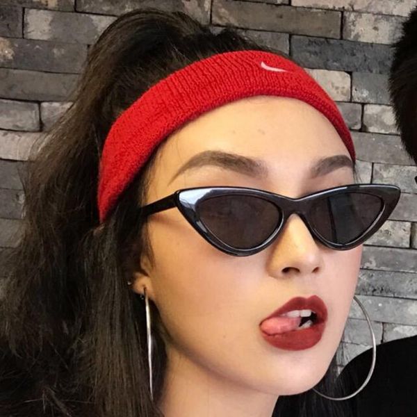 

2019 new cute retro cat eye sunglasses women small black white 2018 triangle vintage sun glasses red female uv400, White;black