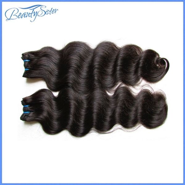 

beautysister продуктов волос необработанные 9ы бразильские девственные волосы remy человеческих пучков переплетения объемной волны 2pcs 200g, Black
