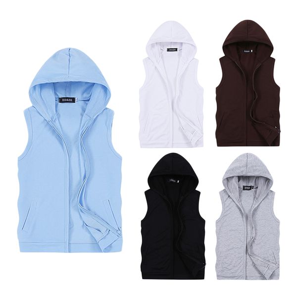 

men solid color vest fashion coats plus size cardigan hip hop hoodie size m-5xl hoodies sleeveless men's sportswear men jackets, Black;brown