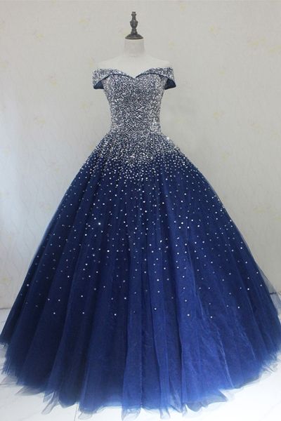 

navy blue quinceanera dresses ball gowns princess puffy dark royal blue tulle masquerade sweet dresses backless prom dresses, Blue;red