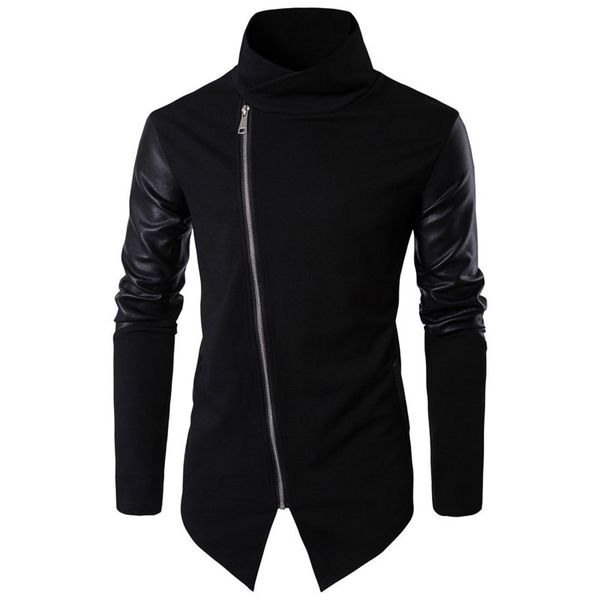

pu knitting unlined upper garment male mens leather man jackets fashion jacket style coat men outerwear coats, Black