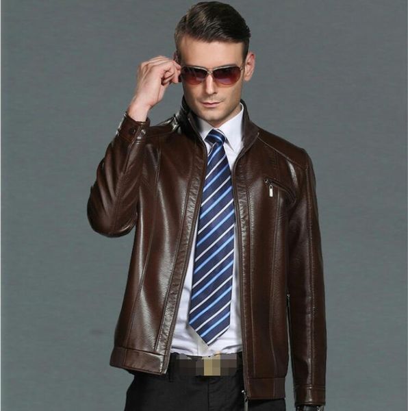 

2020 manufacturer sales autumn winter leather jacket men gentleman collar leather coat male casual leather clothing black brown